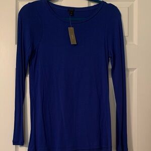 J. Crew Women's Long Sleeve Scoop Neck Top in Royal Blue